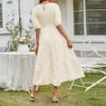 thumbnail image 6 of Whlbf Dresses Clearance Womens Round-Neck Casual Short Sleeve Solid Waisted Layer Chiffon Dresses With Belt, 6 of 6