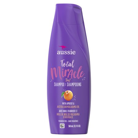 Aussie Paraben-Free Total Miracle Shampoo w/ Apricot & Macadamia For Hair Damage 12.1 fl (Best Shampoo For Damaged Frizzy Hair)
