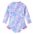 thumbnail image 4 of Krdevn Girls Scale Print Long Sleeve One Piece Rash Guard Swimsuit with Ruffled Hem Color:Purple,Size:18-24 Months, 4 of 5