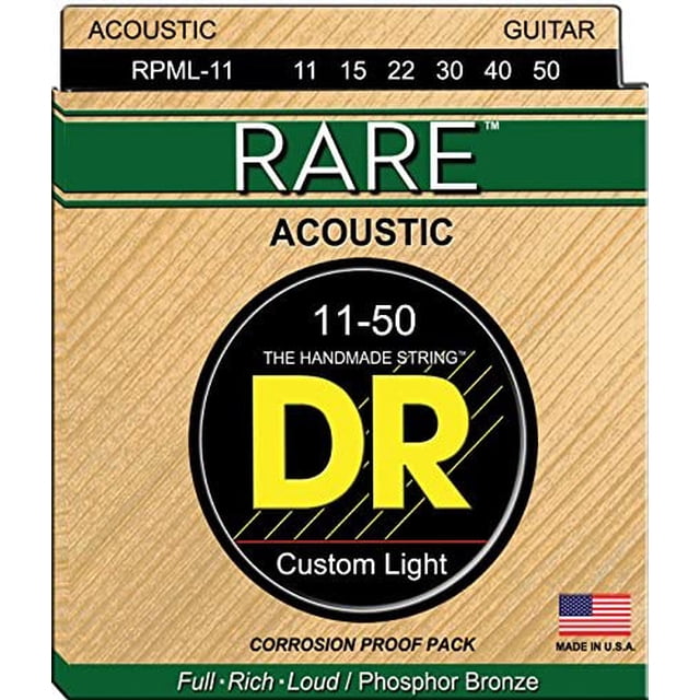 RPML-11 RARE Phosphor Bronze Acoustic Guitar Strings: Custom Light 1150, silver