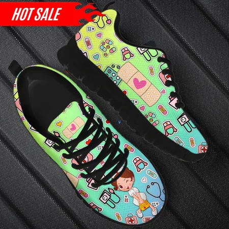 

Women s Nurse Sneakers Gradient Color Nurse Band-aid Design Vulcanized Shoes Outdoor Non-Slip Casual Flat Shoes 2023