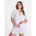 thumbnail image 2 of Joyspun Women’s Modal-Blend Ruffle Trim Notch Collar Top and Shorts Pajama Set, 2 Piece, Sizes XS-3X, 2 of 6