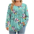 thumbnail image 2 of Gamivast Womens Plus Size Tops Graphic Crew Neck Button Tunic Tee Shirts Trendy Casual Drop Shoulder Long Sleeve Blouse Spring Summer Fashion Outfits, 2 of 6