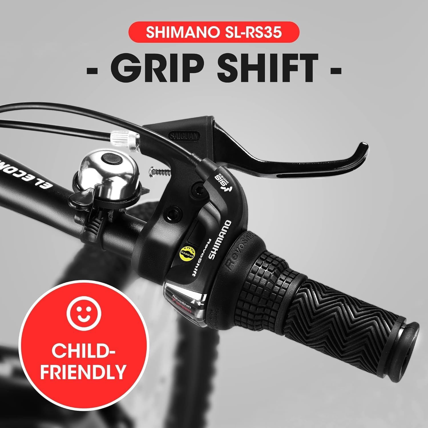 HappyToysWorldKids Mountain Bike 20 Inch - 7 Speed Gears, Front Suspension, Dual Disc Brakes (High Carbon Steel Frame) for Boys Girls 8-12 Years Old, 20 * 2.125 Tires, Easy Assembly