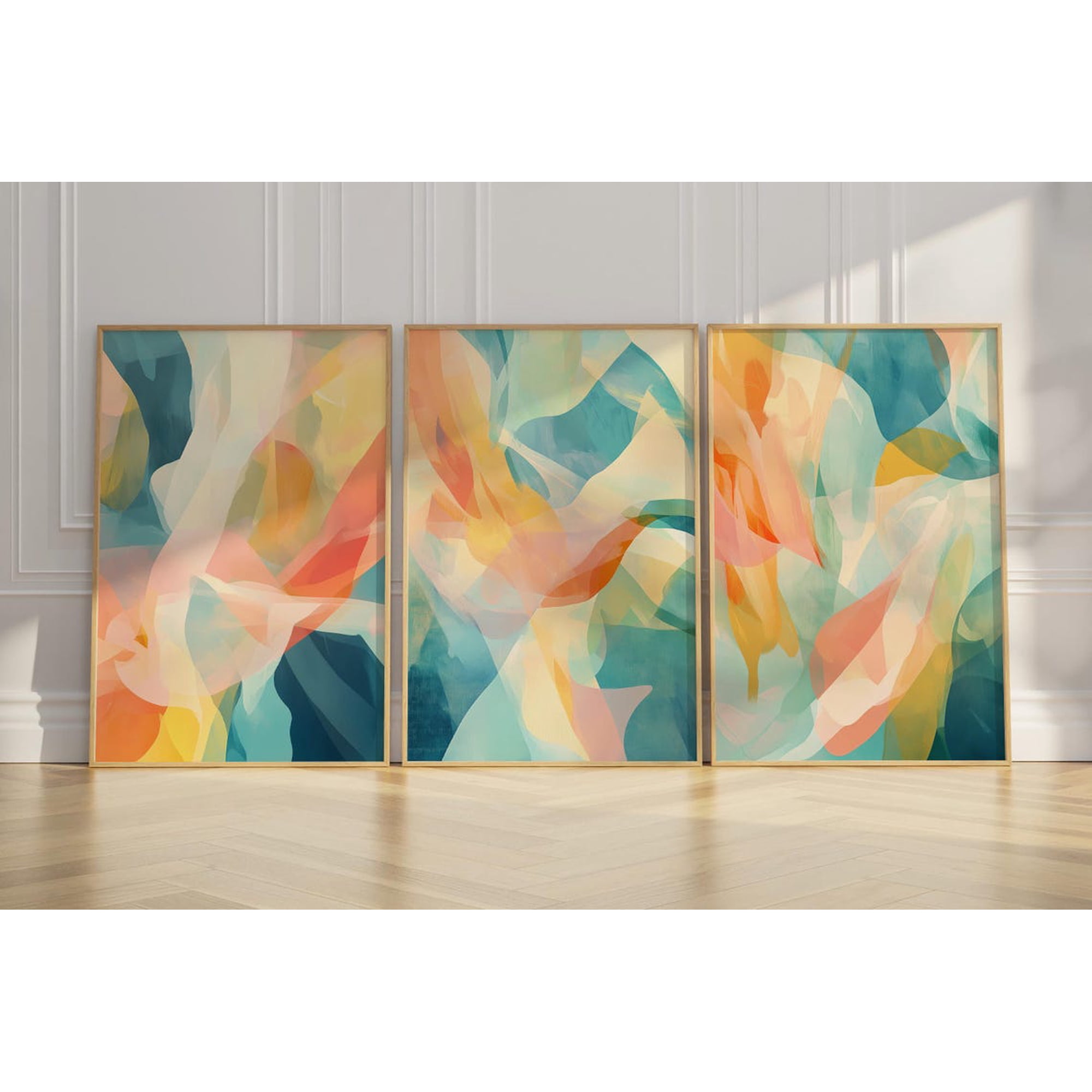 Set Of 3 Neutral Abstract Floral Modern Wall Art Prints Botanical Bedroom And Living Room Decor