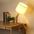 thumbnail image 3 of Lámpara de noche Lámpara de mesita de noche cilíndrica de madera ajustable para dormitorio Sala de estar Oficina Bombilla tricolor de 12 W Enchufe de la UE 8031 Beige, 3 of 12