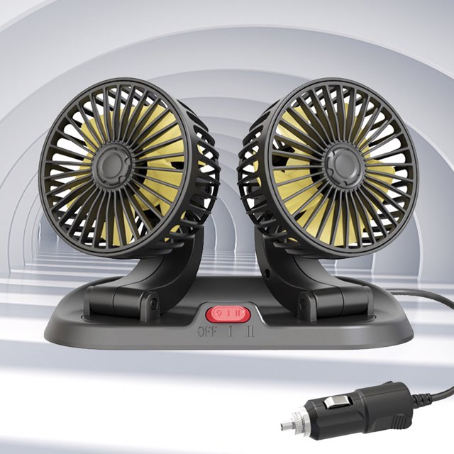 Ventilador de aire de 5/12/24 V, minicirculadores de aire de doble cabezal, giratorio de 360 grados, 2 velocidades, USB para coche, camión, SUV, RV, grúas