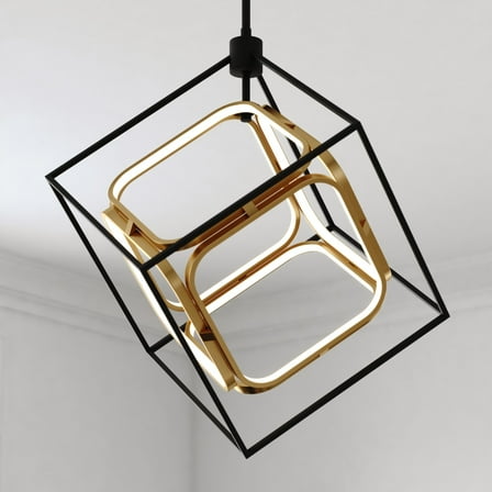 Anson 1L Integrated LED Geometric Matte Black and Gold Contemporary Pendant Light