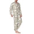 thumbnail image 2 of Picia Rabbit And Flower Pattern Men’s Long-Sleeve Sleepwear Set - Soft 2-Piece Loungewear with Pockets, Comfy PJs for Relaxing Nights-Large, 2 of 7