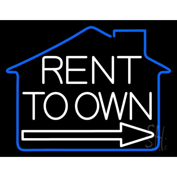 Rent To Own 1 LED Neon Sign 24 x 31 - inches, Black Square Cut Acrylic Backing, with Dimmer - Bright and Premium built indoor LED Neon Sign for office, and stroefront