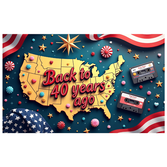 LUUFILx Retro 80s Backdrop Banner United States Map Party Decorations Vintage Nostalgia Tape Background Independence Day Event Celebration Retro Theme Decor