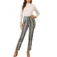 thumbnail image 2 of Pantalones de trabajo de cuadros recortados para mujer INSPIRE CHIC, con botones, tartán, talla 3XL, verde, 2 of 6