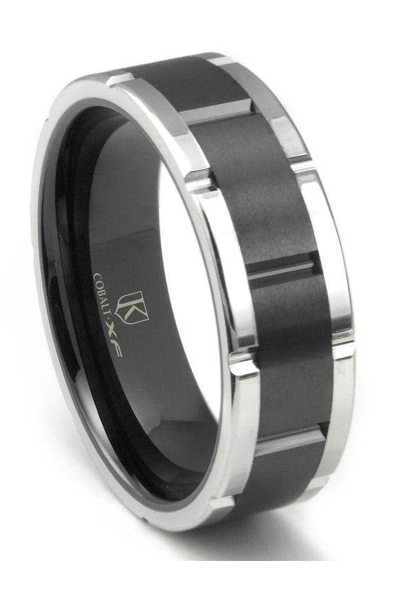 Cobalt Xf Chrome 8MM Two Tone Matte Finish Center Wedding Band Ring Sz 9.0