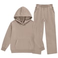 thumbnail image 4 of Teen Girls Fleece Lined Tracksuit, Winter Warm Pullover Hoodie and Wide Leg Sweatpants Matching Outfit, Casual Loungewear Set for Girls 5-14 Years, 4 of 9