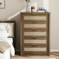 thumbnail image 4 of ARKANTOS 5 Drawer Rattan Dresser for Bedroom,Wood Storage Closet Dressers Chest Classic Walnut, 4 of 9