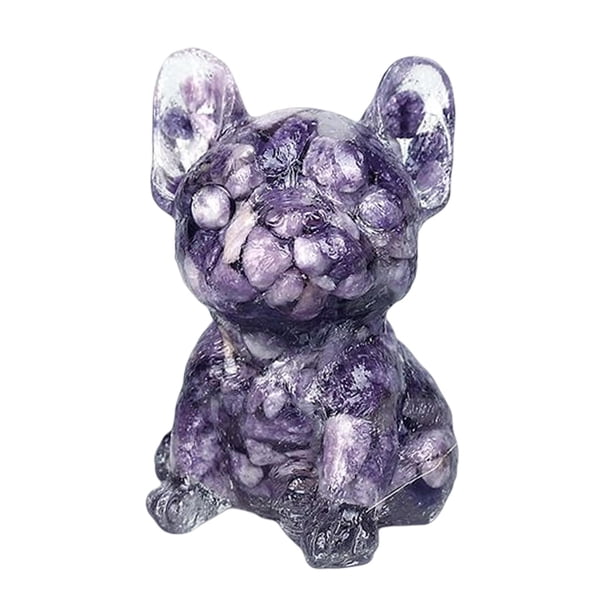 Estatuilla de Bulldog Zulema Figurita Francesa Decoración de Perro Mascota Violeta