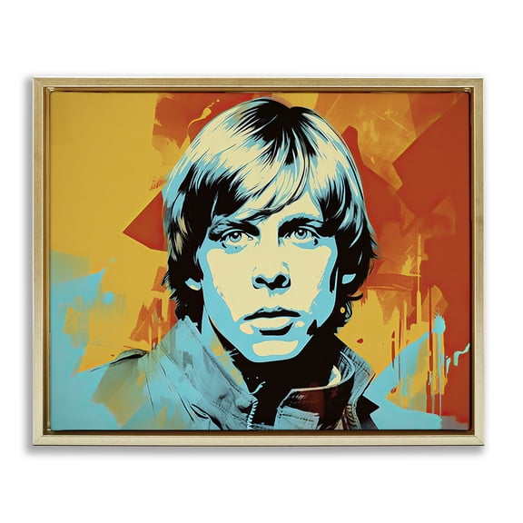 Stupell Industries Contemporary Pop Style Luke Portrait Gold Floating Frame Canvas Art, 21 x 17, by Birch&Ink