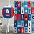 thumbnail image 4 of Red Blue Plaid Coastal Shower Curtain Set - Standard 72" x 72" Washable Bathtub Curtain with 12 Hooks, Nautical Summer Beach Ship Waterproof Fabric Stall Shower Curtains for Bathroom/Bathtub Décor, 4 of 6