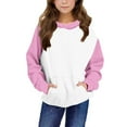 thumbnail image 2 of Ahuyic Girls Boys Blouse Long Sleeve Crewneck Oversized Hooded Pullover for 4-14 Years,4 Years Pink, 2 of 4