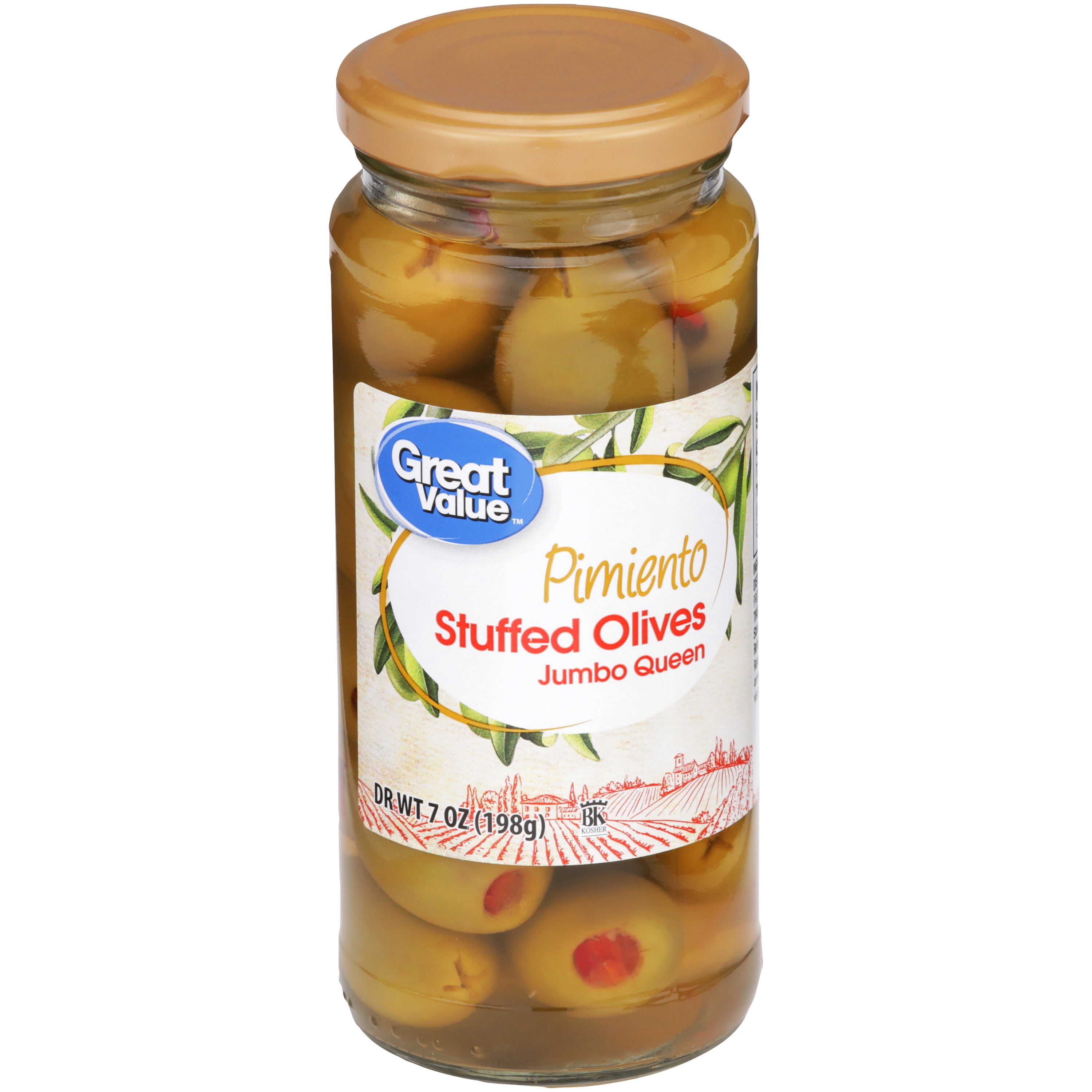 Great Value Pimiento Stuffed Olives, Jumbo Queen, 7 oz