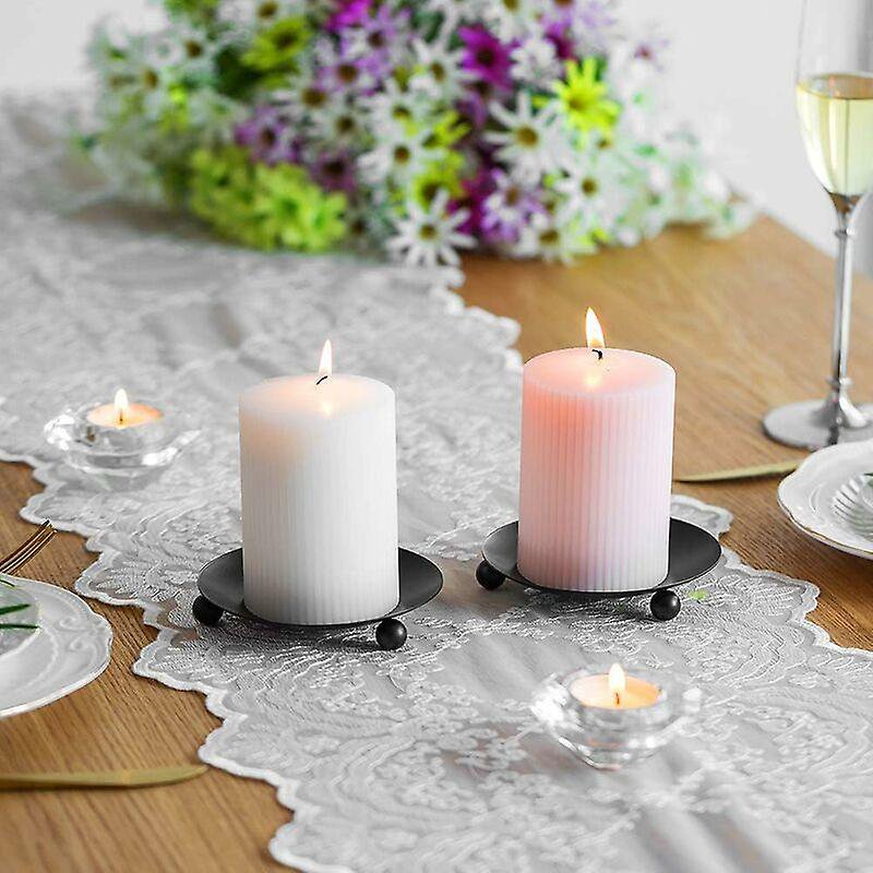Bougeoirs Vintage En Fer Forgé - Lot De 4 Supports Pour Bougies Pilier, LED - Décoration Table Fête, Noël, Mariage