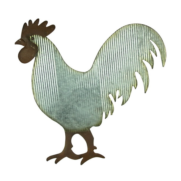 Large Corrugated Metal Rooster Wall Hanging 27 inch