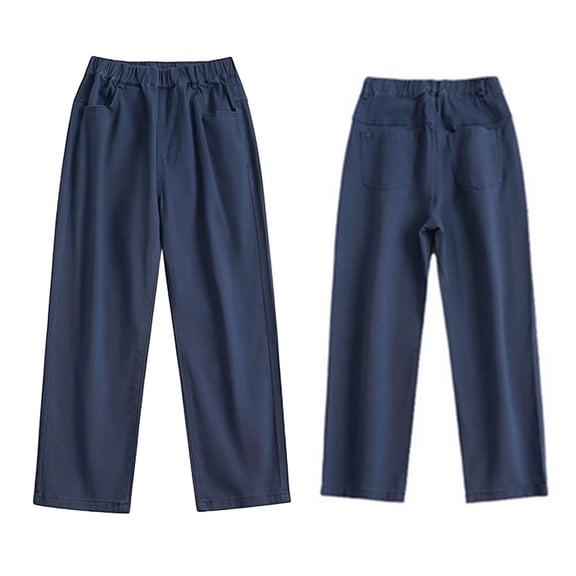 Boys Uniform Pants Dress Pants Adjustable Waist Stretch Pants with Pockets Navy School Pants for Boys Back To School Straight Fit School Uniforms 13-14 Years