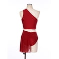 thumbnail image 6 of Aislor Women's Rhinestone Crop Tank Top with Mesh Skirted Briefs Dancewear Burgundy M, 6 of 7
