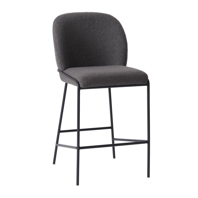 Kris & Alley Brooks Boucle Fabric Upholstered Counter Height Bar Stool with Metal Legs