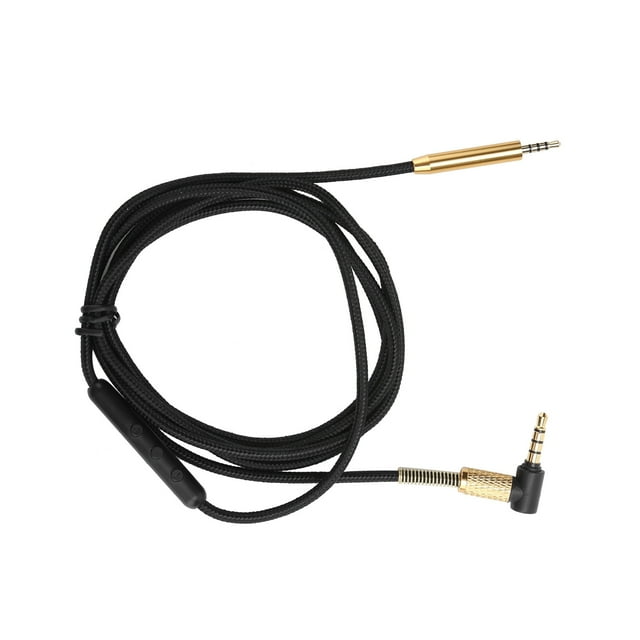 cable de audio de 3.5 mm de 2.5 mm a 3.5 mm de cable de cable de auricular para y40 y50 y45 negro Cable de 1.5m (4.9ft) con funda trenzada negra, conector macho 2.5 mm a 3.5 mm en ángulo y módulo de control en línea; compatible con Y40, Y45, QC25 y QC35, y a menudo se usa para conectar reproductores portátiles en viaje.