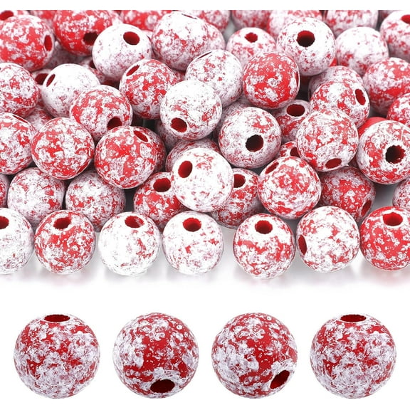 100 Pcs Christmas Boho Farmhouse Wood Bead Natural Vintage 16mm Round Wooden Beads with Holes for Crafts Handmade DIY Garland Home Party Holiday Decor