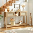 thumbnail image 3 of FASHENG Console Table, 47" Rattan-Like Entryway Table with Storage, Sofa Table Behind Couch for Living Room Entry Foyer Hallway, Natural NL34XG01, 3 of 9