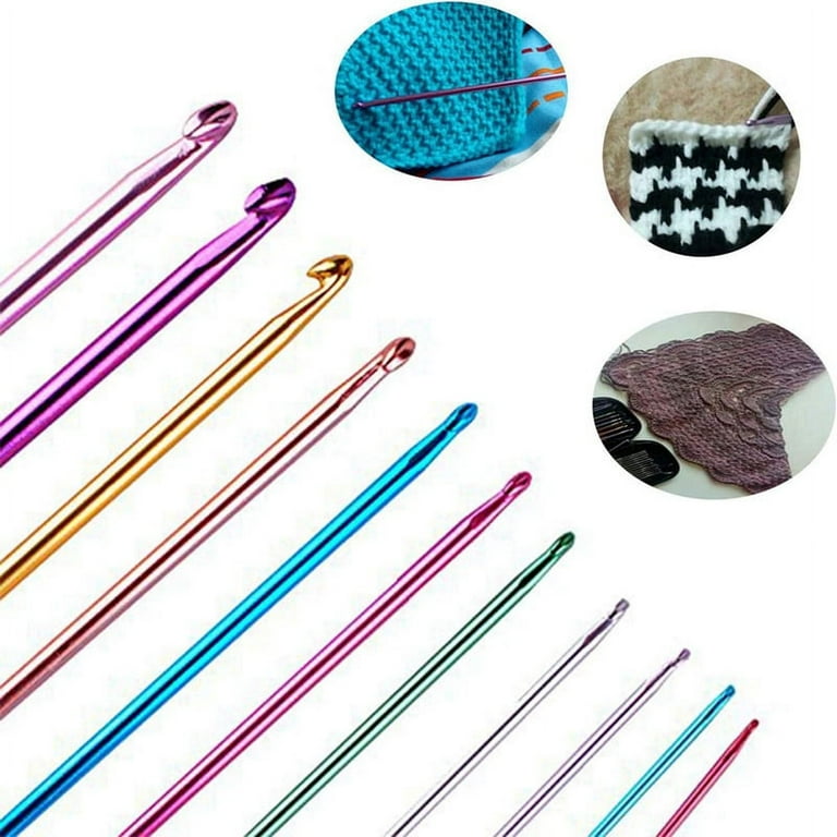 TRIXES Set of 22 Aluminium Crochet Hooks Knitting Needles for