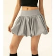 thumbnail image 6 of Women'S High Waist Ruffle Hem Bubble Mini Skirt A Line Flared Cute Skirts Streetwear Grey L, 6 of 8