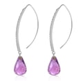 thumbnail image 2 of Galaxy Gold 14K Solid Gold Natural Diamond & Amethyst Drop Earrings for Women - White Gold Fine Jewelry, 2 of 3