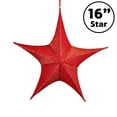 thumbnail image 5 of Novelty Lights Ornamental 16" Fold‑Flat Red Glitter Mesh 3D Folding Star, Lightweight, Ready‑to‑Hang, Flame‑Resistant, Bold Look, Easy Storing, 5 of 5