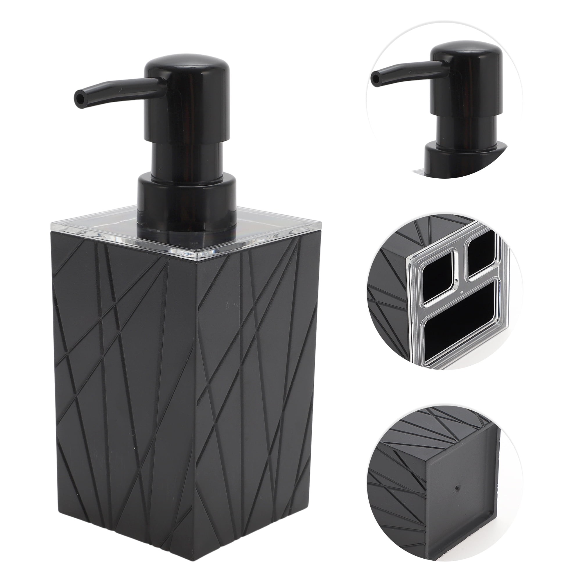 Unique Bargains 1 Set  Classic Soap Pump Dispenser Set for Bathroom for Laundry Rooms Black