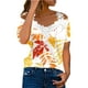 thumbnail image 1 of ICHUANYI Clearance Women's Casual Off The Shoulder Lace Regular Fit Short Sleeve Tops V-Neck Shirt Tops(Red, M) ICHUANYI WER2023081111871, 1 of 4