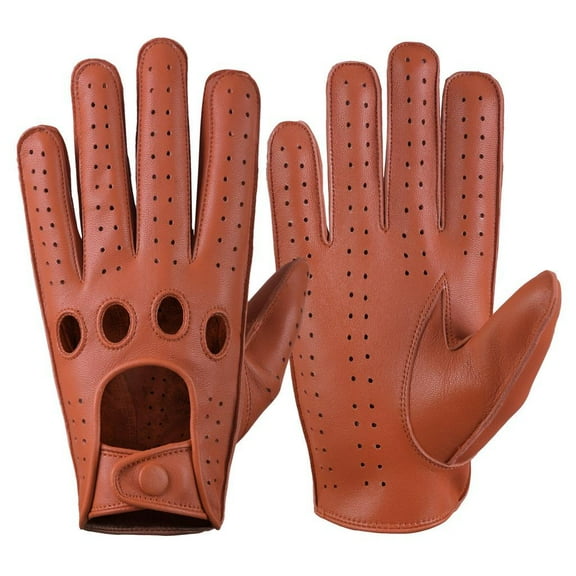 Genuine Motorcycle Leather Gloves Men's Leather Driving Gloves With Knuckle Holes
