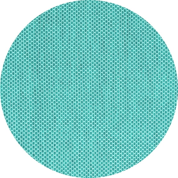 Ahgly Company Machine Washable Indoor Round Abstract Turquoise Blue Contemporary Area Rugs, 8' Round