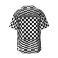 thumbnail image 2 of KLL 3d Black and White Chessboard Print Men's Shirt Short Sleeve Button Down Summer Cuba Beach Shirts- Small, 2 of 7