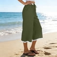 thumbnail image 5 of MLQIDK Pedal Pushers for Women Dressy Casual Crop Capri Pants Knee Length Elastic Waist Cropped Pants Trendy Summer Crop Capri Pants with Pockets Army Green XL, 5 of 7