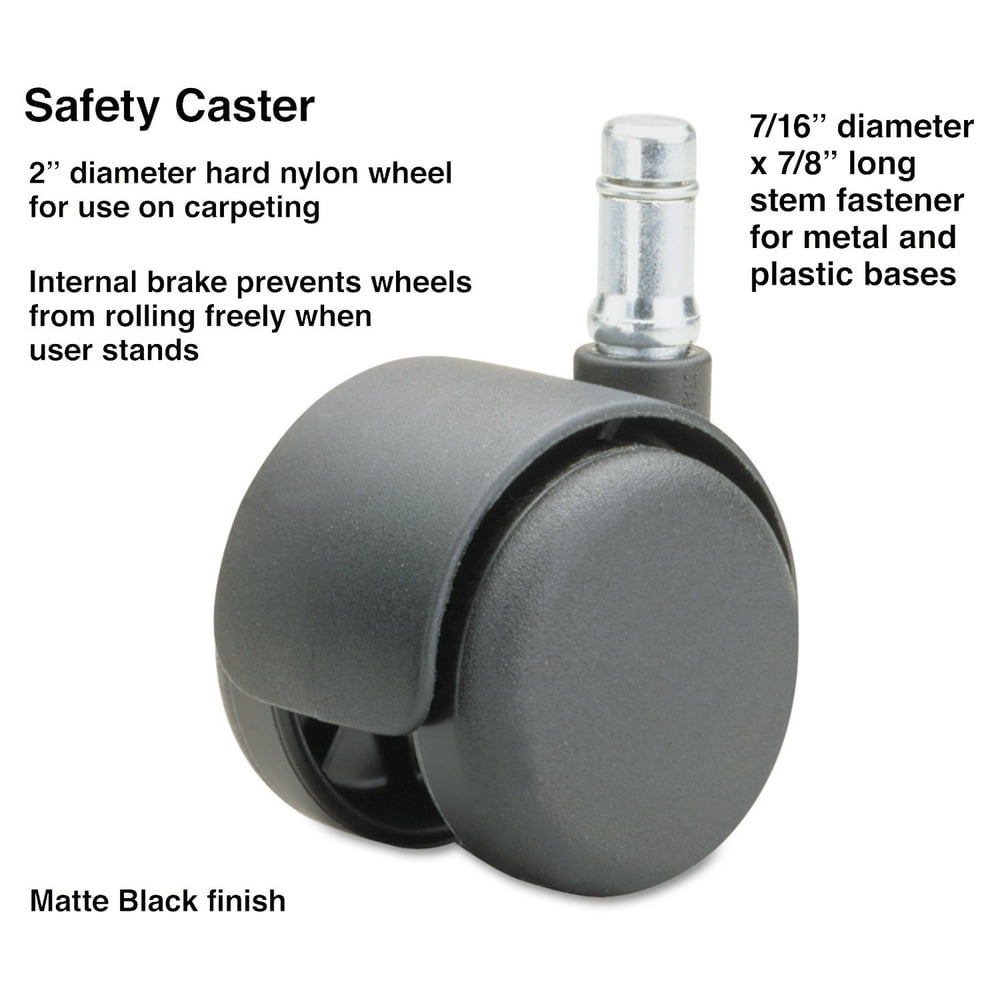 Master Caster Safety Casters, Standard Neck, Nylon, B Stem, 110 lbs