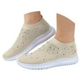 thumbnail image 3 of YLYL Women's Knit Sock Sneakers Rhinestone Glitter Arch Support Slip on Lightweight Casual Nurse Shoes, 3 of 4