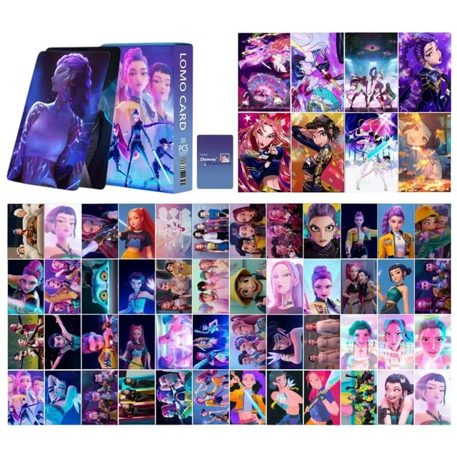 55Pack Kpop Demon Hunters Holographics Cartoon Flash Cards,KpopKpop Demon Hunters Peripheral Collectible Photocard