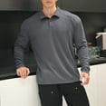 thumbnail image 2 of Tauxra Long Sleeve Workout Top, Casual Solid Color Long Sleeve Fashion Pullover Top, Men's Flap Half Button Sweatshirt, 2 of 3