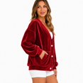 thumbnail image 3 of Wrongduck Women's Velvet Cardigan Jacket Lightweight Button Front Long Sleeve Casual Sweater Coat with Pockets Spring Fall Layering Top, 3 of 7