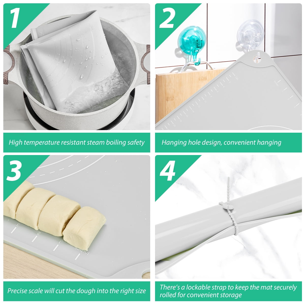 EuChoiz Silicone Pastry Mat 20" x 16" Non Stick Baking Mat Food Grade Silicone Rolling Dough Mat