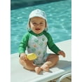 thumbnail image 4 of BemeyourBBs Newborn Baby Boys Girls One Piece Swimsuit with Hat Infant Bathing Suit UPF 50+ Rash Guard Zipper Swimwear Long Sleeve Sea Animal Printed Summer Beachwear, 4 of 9