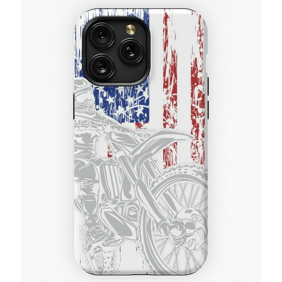 USA Motocross Grunge Dirt Bike Rider G4205 Phone Case for iPhone17 16 15 14 13 12 11 Pro Max